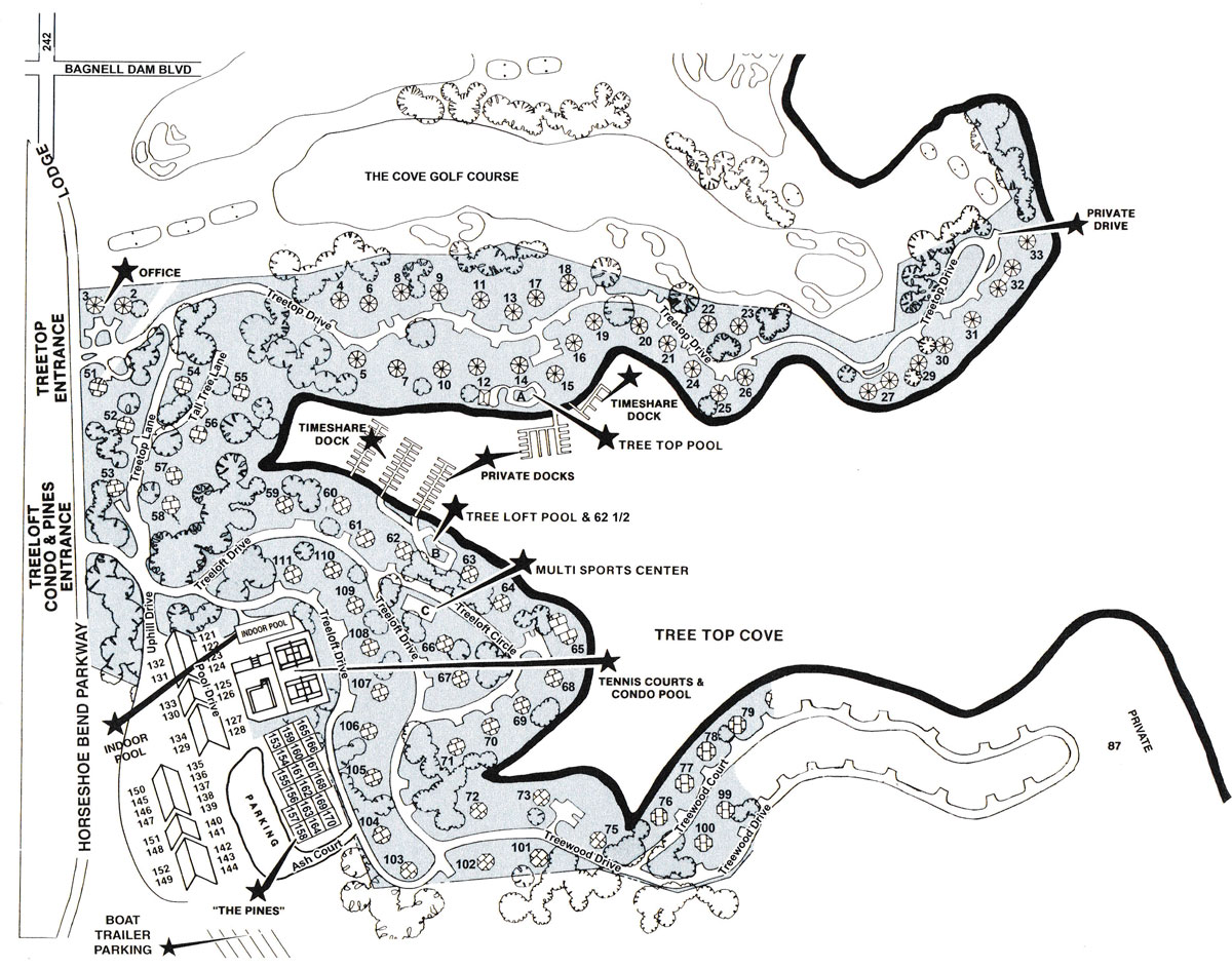 Plat map of Treetop Village.